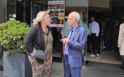 Ricard Martínez i Laura Reyes durant el dinar del Club de Tir Sabadell | Sergi Park